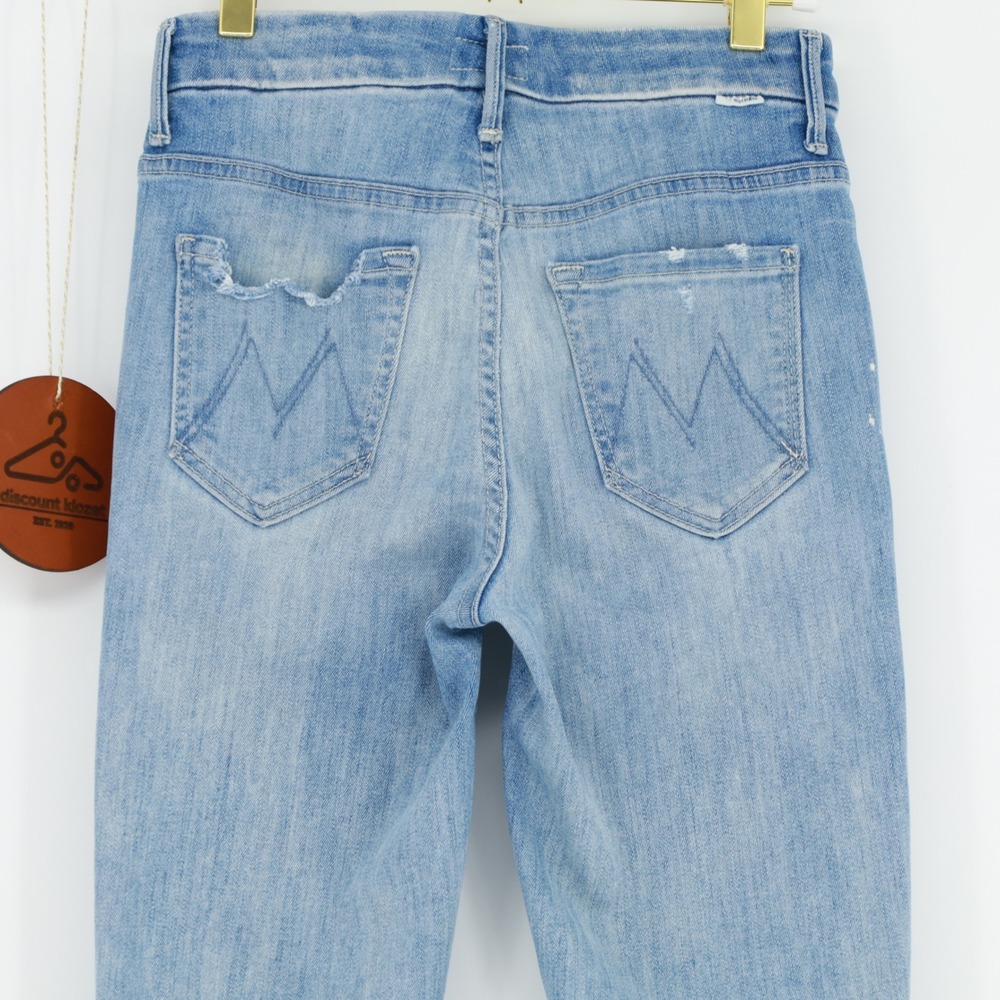 Mother Looker Ankle Fray Jeans Size 25 Twenty-Eight and a Half Wishes Light Blue - Picture 4 of 14